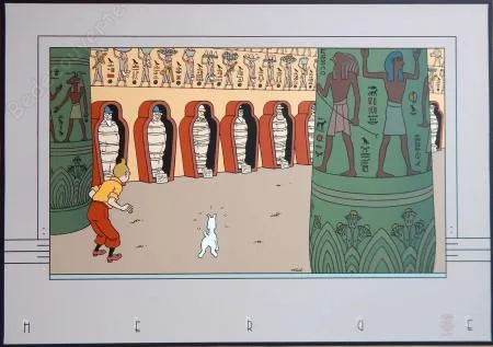 Hergé Tintin Cigares Pharaon sérigraphie Kih-Oskh
