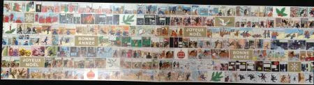 Hergé Tintin carte de voeux strips 1974 signée