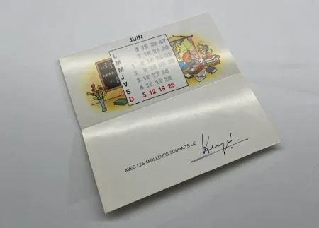 Hergé Tintin Carte de voeux Calendrier 1983