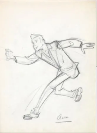 Franquin dessin original crayon étude 5