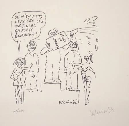 Wolinski Litho podium Moet & Chandon signée