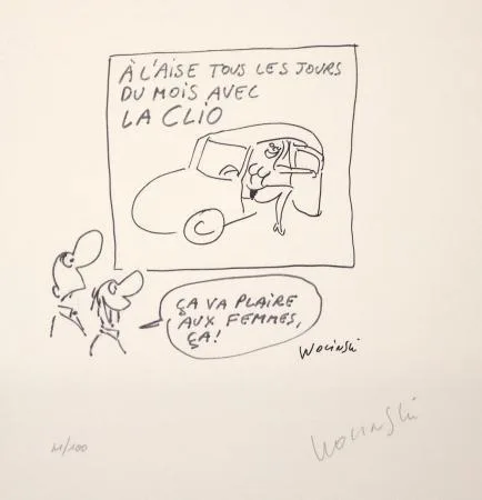 Wolinski Litho Pub Clio signée
