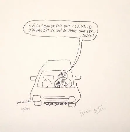 Wolinski Litho pub Lexus signée