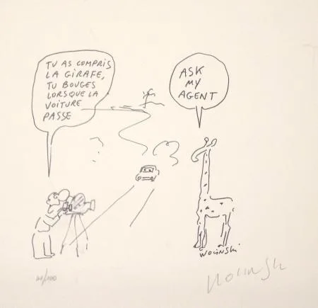 Wolinski Litho pose de la Girafe signée