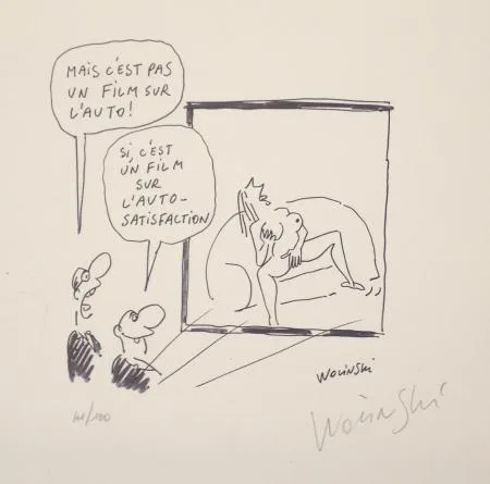 Wolinski Litho auto satisfaction signée