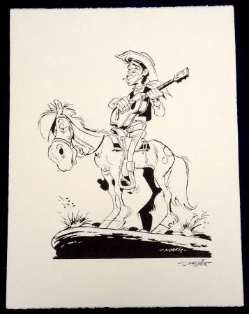 Morris Lucky Luke Jacques Brel sérigraphie cadre