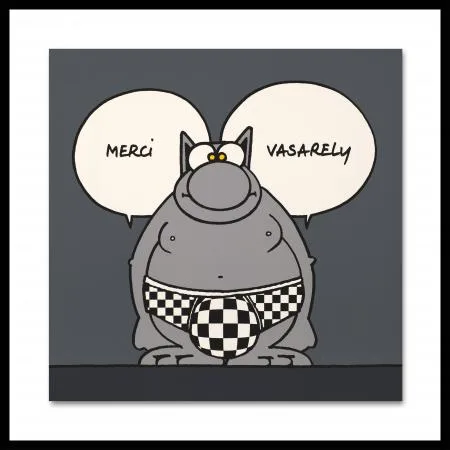 Geluck Le Chat hommage : Merci Vasarely