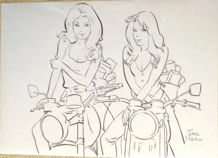 Manini illustration feutre nanas moto Ladies biker