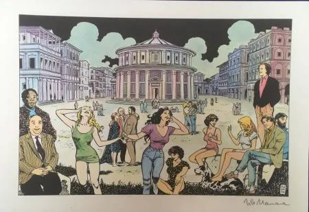 Manara inspiration de Donato Bramante offset signé