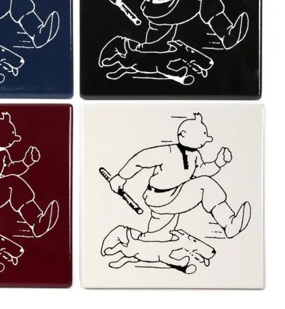 Hergé Tintin Soviets version beige plaque émaillée