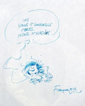 Franquin Gaston dédicace encre bleue 1982