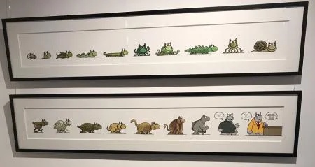 Geluck Le Chat sérigraphie L'évolution 2 cadres