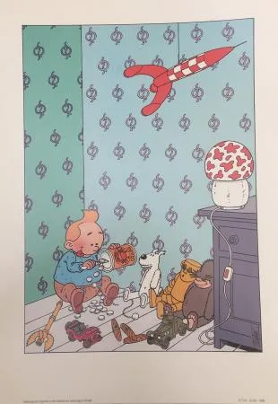 Hergé Tintin affiche hommage signé Turk