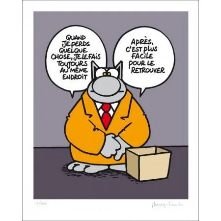 Geluck Le Chat : serigraphie Perdre et Retrouver