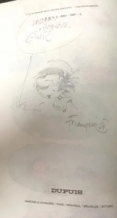 Franquin Gaston dédicace Gilles crayon signé