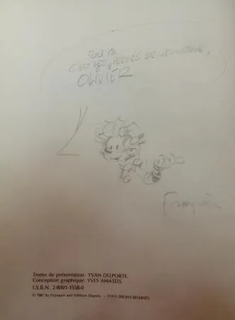 Franquin Spirou dédicace originale signée 1987