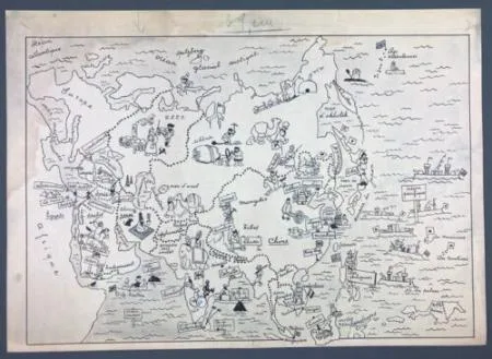 Hergé Tintin Carte du monde 1932