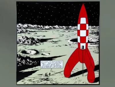 Hergé émaille Fusée Tintin marche sur la Lune 1m