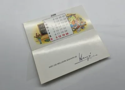 Hergé Tintin Carte de voeux Calendrier 1983