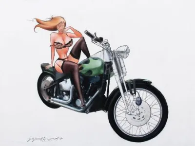 Juan Álvarez Harley Davidson illustration original