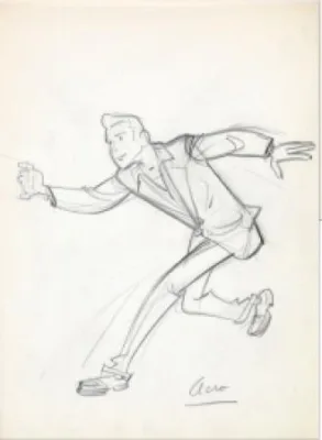 Franquin dessin original crayon étude 5