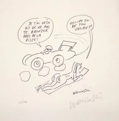 Wolinski Litho bronzage course signée