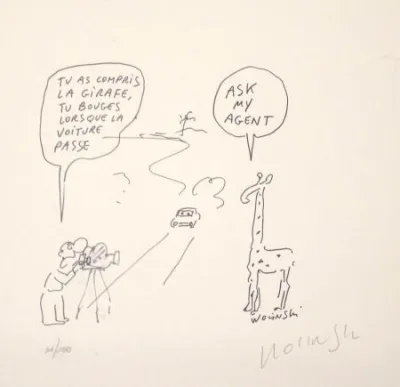 Wolinski Litho pose de la Girafe signée