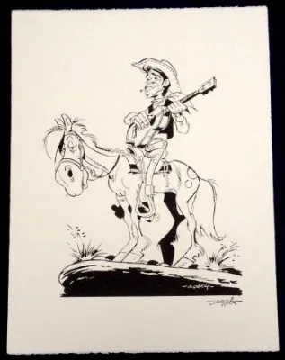 Morris Lucky Luke Jacques Brel sérigraphie cadre