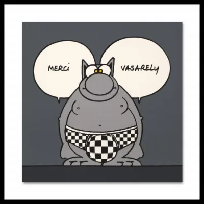 Geluck Le Chat hommage : Merci Vasarely