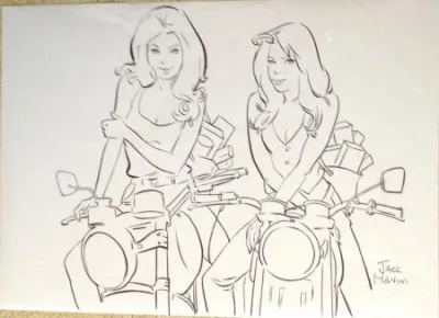 Manini illustration feutre nanas moto Ladies biker