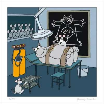 Geluck Le Chat Estampe : Docteur chirurgien