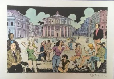Manara inspiration de Donato Bramante offset signé