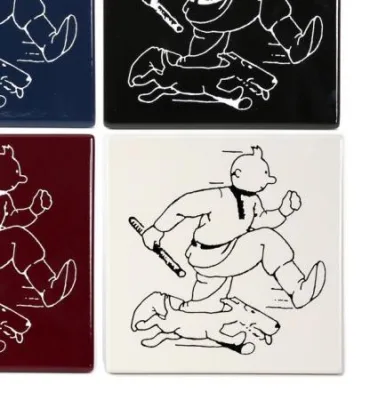 Hergé Tintin Soviets version beige plaque émaillée