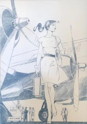 Berthet Pin-up avion crayon BD3D 26ex émaillée