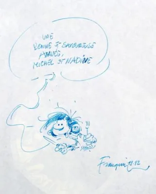 Franquin Gaston dédicace encre bleue 1982