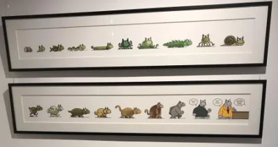 Geluck Le Chat sérigraphie L'évolution 2 cadres