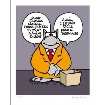 Geluck Le Chat : serigraphie Perdre et Retrouver