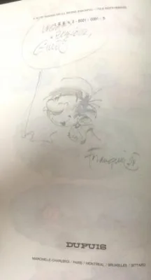 Franquin Gaston dédicace Gilles crayon signé