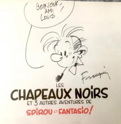 Franquin Spirou Fantasio dédicace originale signée