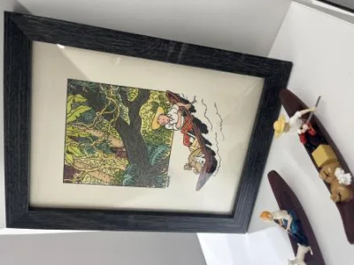 Tirage aquarellé main 1943 Tintin Oreille cassée