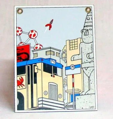 Hergé Tintin hommage Duvivier 1987 plaque émaillée