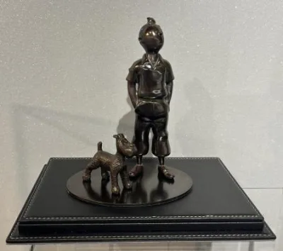 Moulinsart 80670 bronze Tintin Milou cigares 8ex