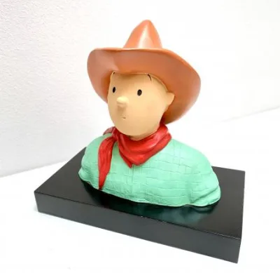 Hergé buste socle Tintin cowboy 2e Leblon